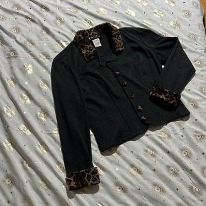 Vintage Faux Leopard Print Sweater Coat